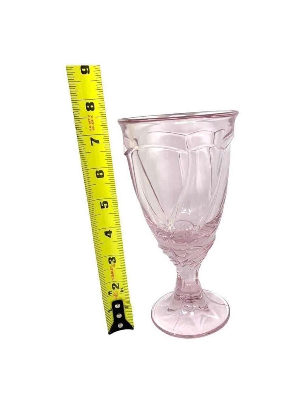 Noritake Sweet Swirl Pink Iced Tea Goblet Pressed Glass Elegant Drinkware Japan - Picture 6 of 6